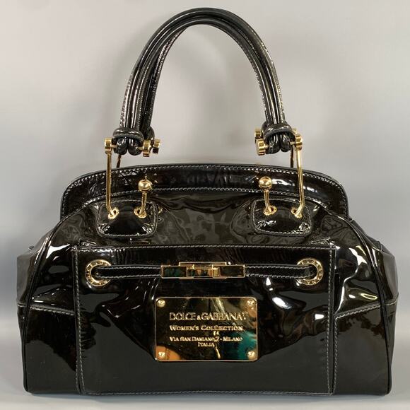 Dolce & Gabbana Handbags - Dolce & Gabbana Black Gold Polyurethane Satchel Handbag One Size